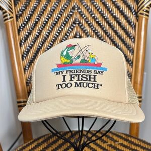 Vintage Funny Fishing Cartoon Snapback Trucker Hat